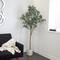 70" Green Faux Foliage Eucalyptus Artificial Tree With Black Plastic Pot